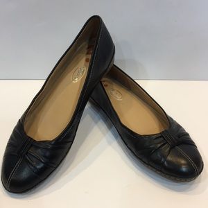 Scholl Shoes Black Leather Contrast Stitch Flats